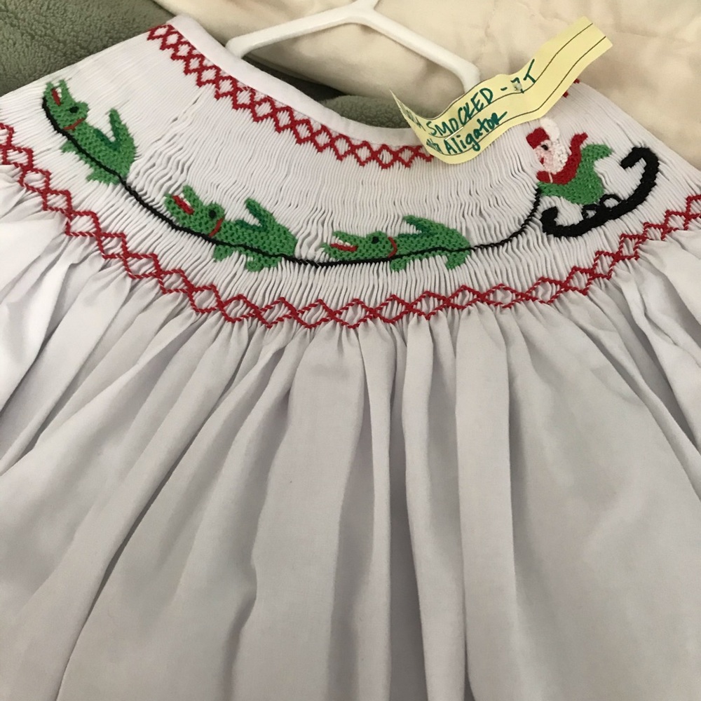 !!! SALE !!!  White Smocked Christmas Dress
